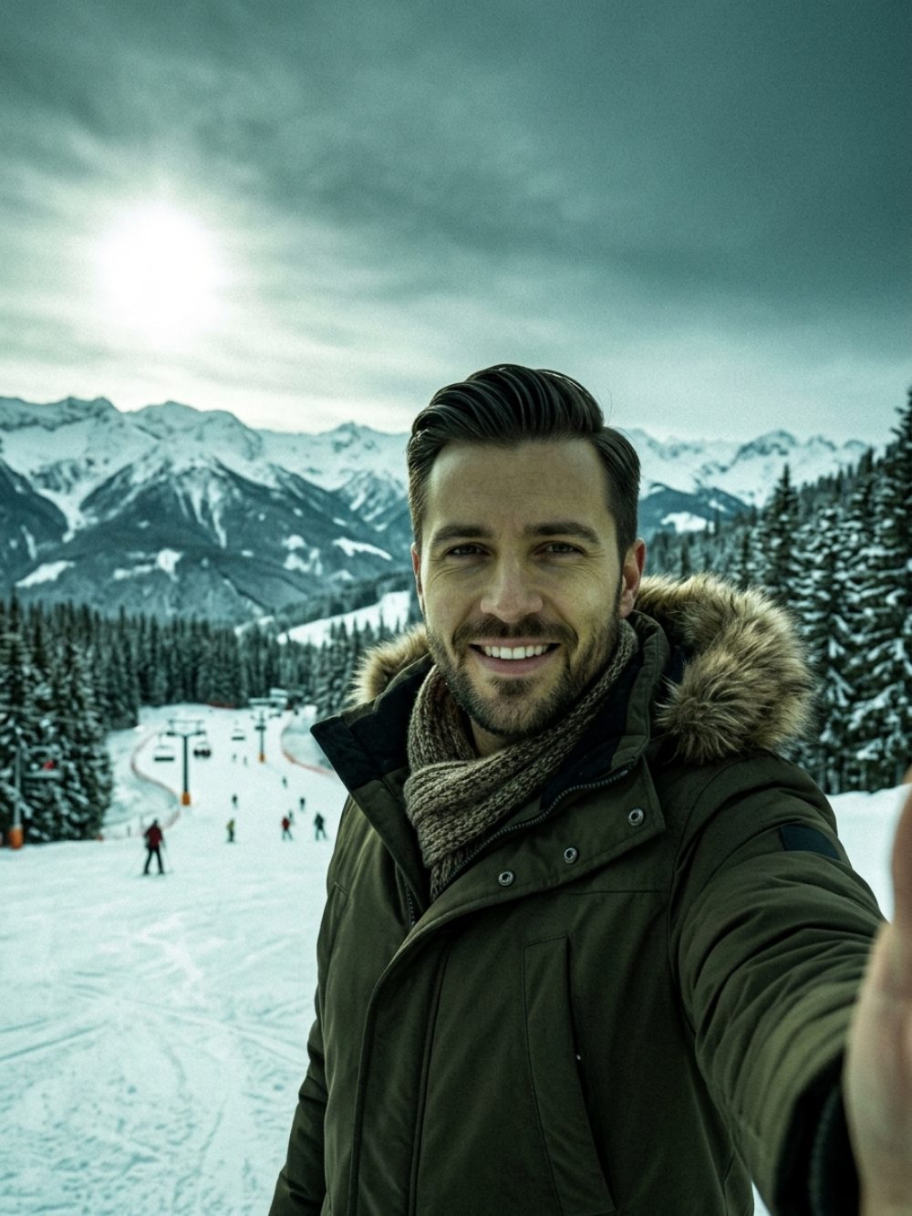 Selfie nas montanhas nevadas — foto original